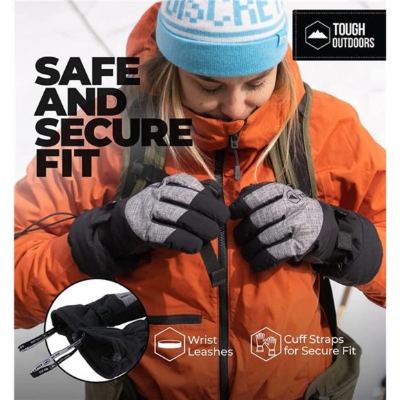 Tough Outdoors Men's Winter Gloves - Ski Gloves - Adult Snow Gloves - Picture 5 of 6